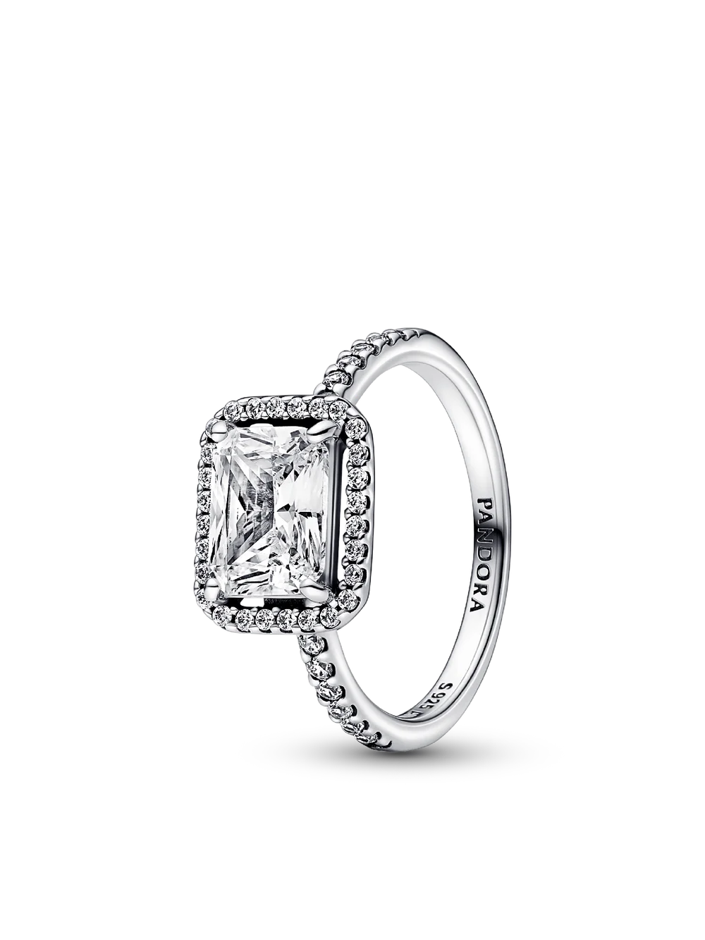 Rectangular Sparkling Halo Ring
