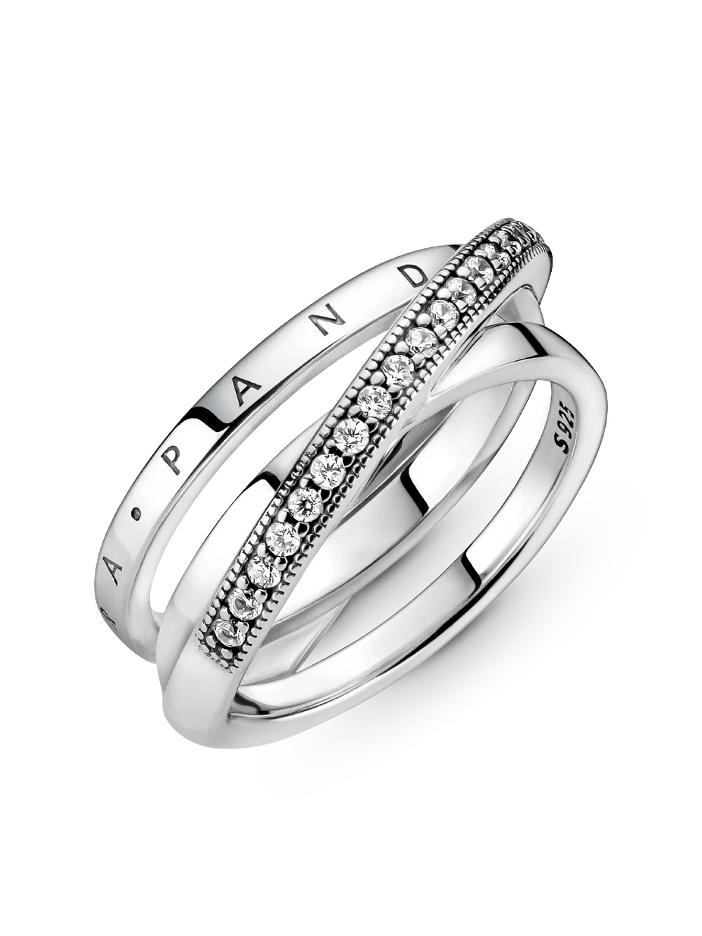 Crossover Pavé Triple Band Ring