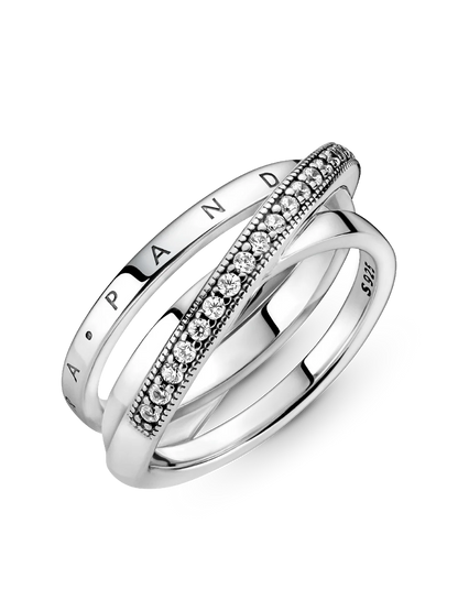 Crossover Pavé Triple Band Ring