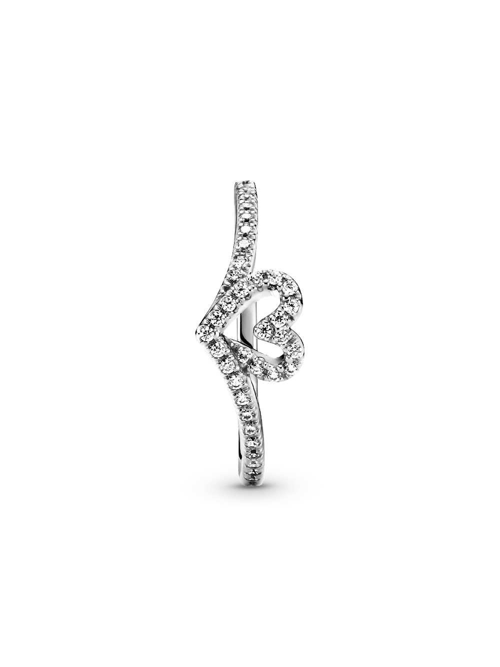 Sparkling Wishbone Heart Ring