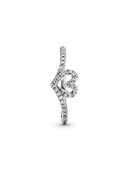 Sparkling Wishbone Heart Ring